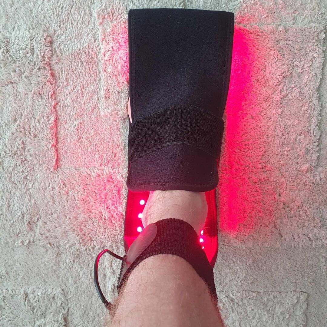 Cura ProWave Deep Healing Pad wrapped around foot.